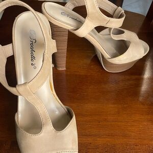 Tan high heels
